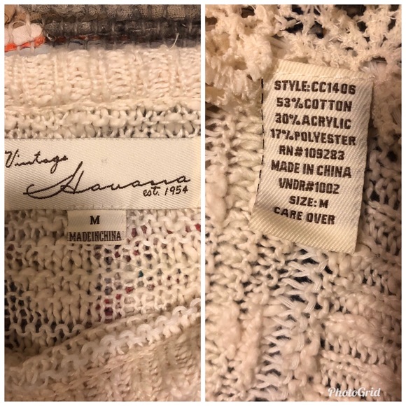 Vintage Havana Cream Crochet Panel Sweater Size Medium - Picture 8 of 8